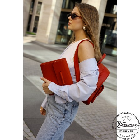 Кожаный ежедневник на кольцах "Самуэль" (красный)